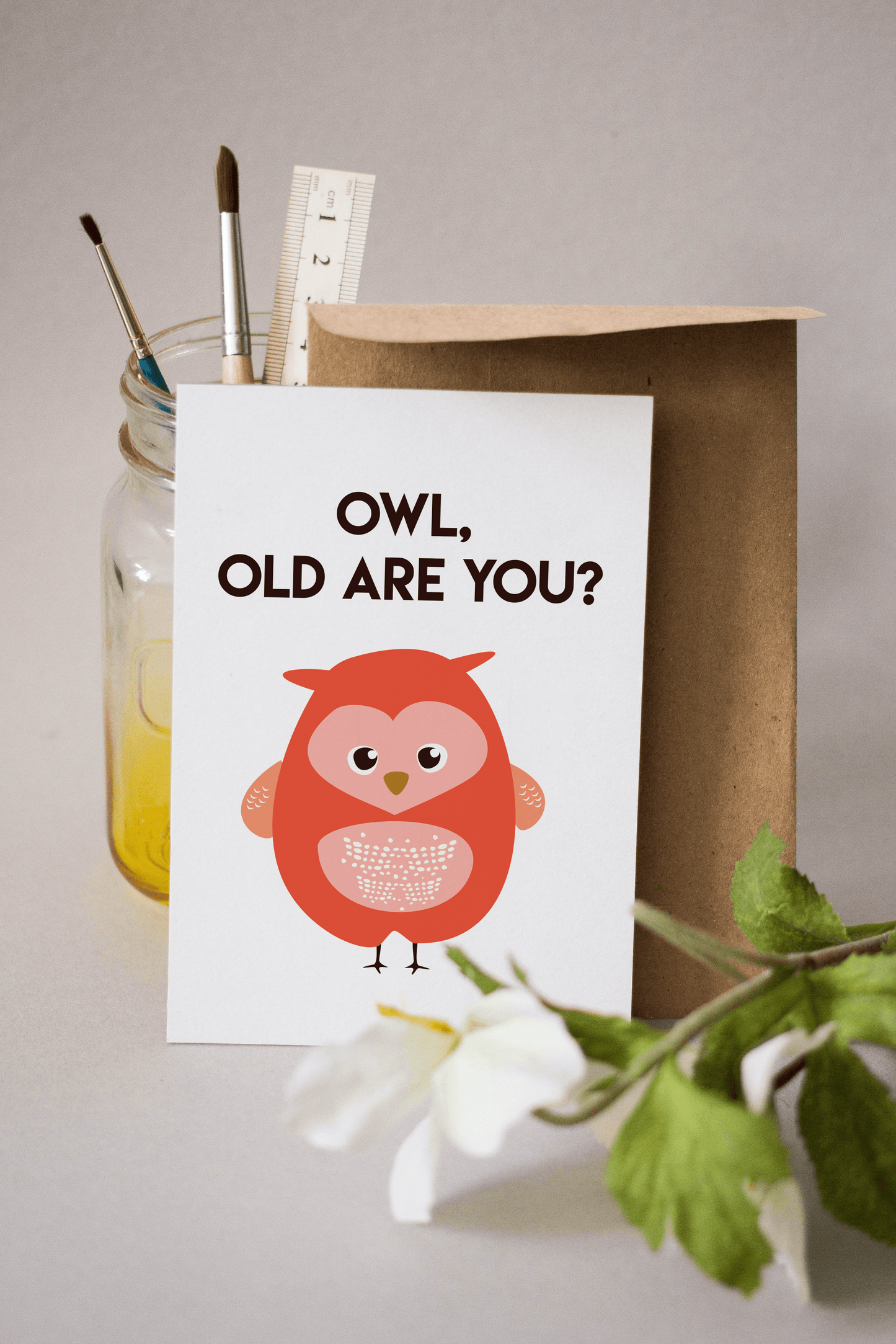 Owl old are you birthday card